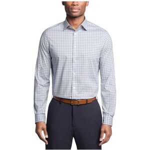 Michael Kors Dress Shirt 15.5 32/33‎ Blue Black Gingham Regular Fit No Iron Sz M
